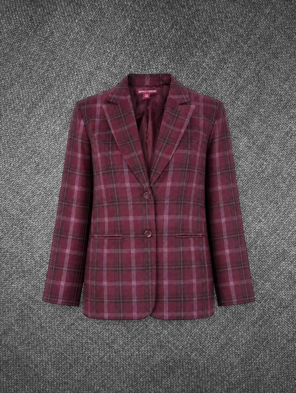 Jessica London Plaid Wool Blend Blazer Size 16T
